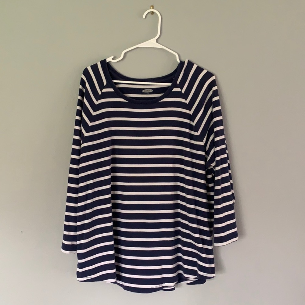 XL Navy Striped 3/4 Shirt
